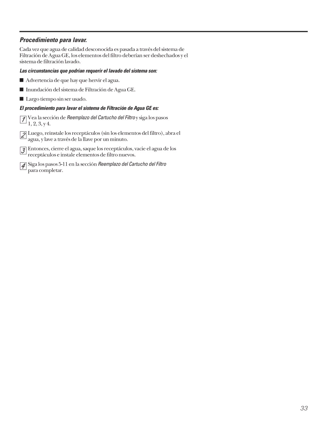 GE GX1S04C, GX1S15C, GN1S04C installation instructions Procedimiento para lavar 