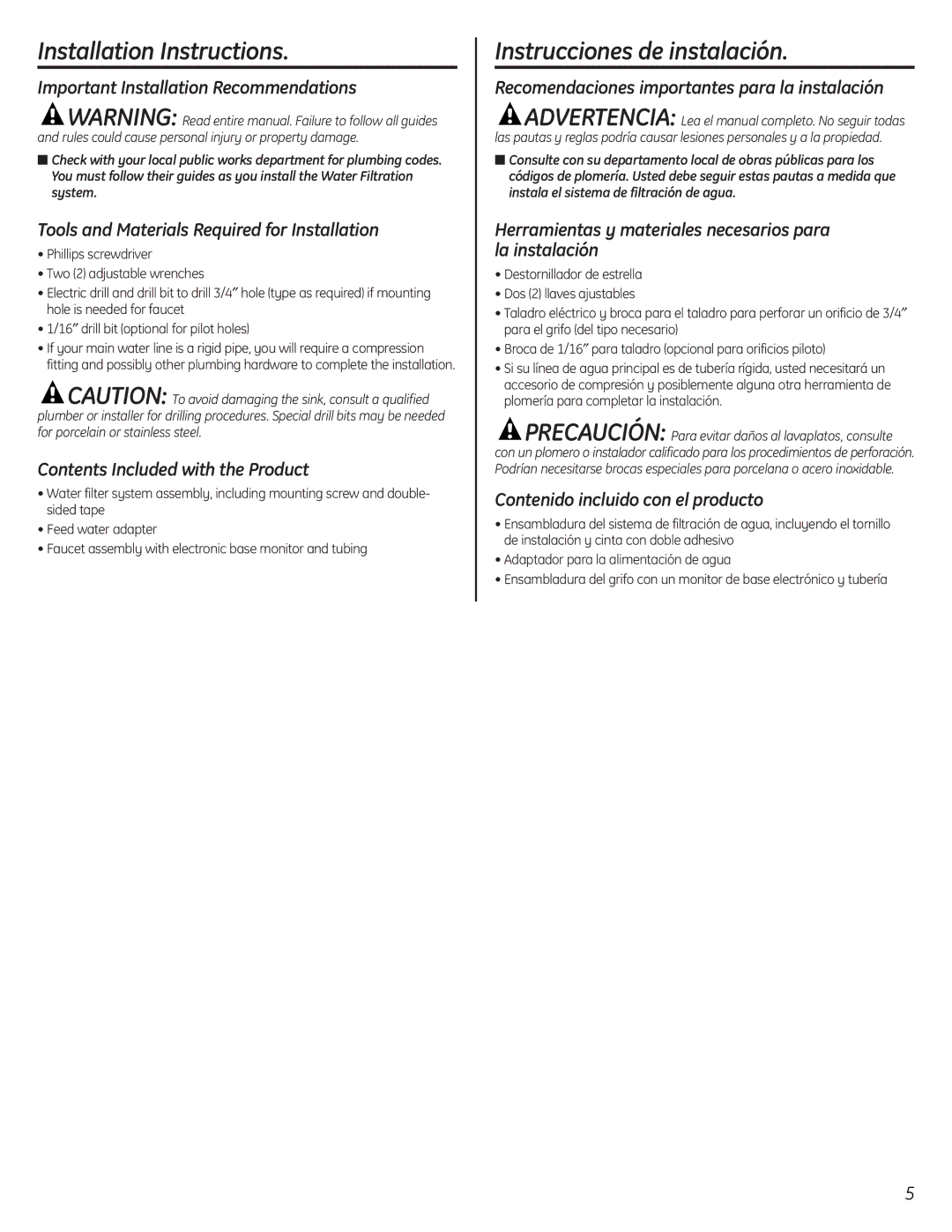 GE GX1S50F installation instructions Important Installation Recommendations, Tools and Materials Required for Installation 