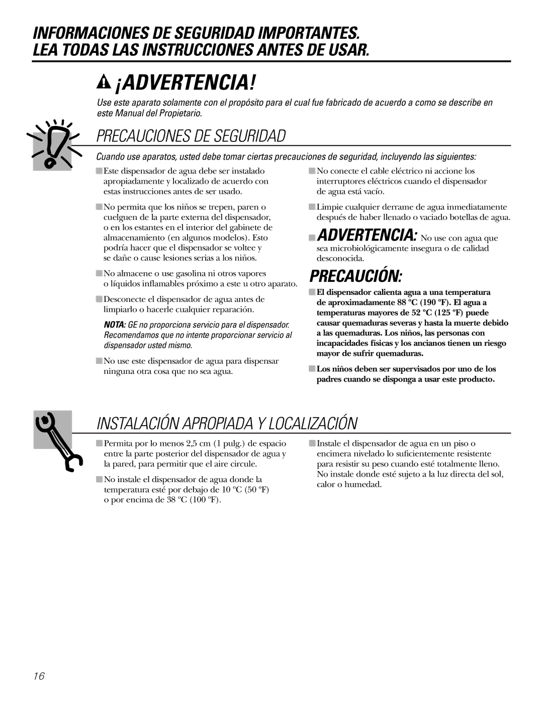 GE GXCF05D specifications Precauciones DE Seguridad, Instalación Apropiada Y Localización 