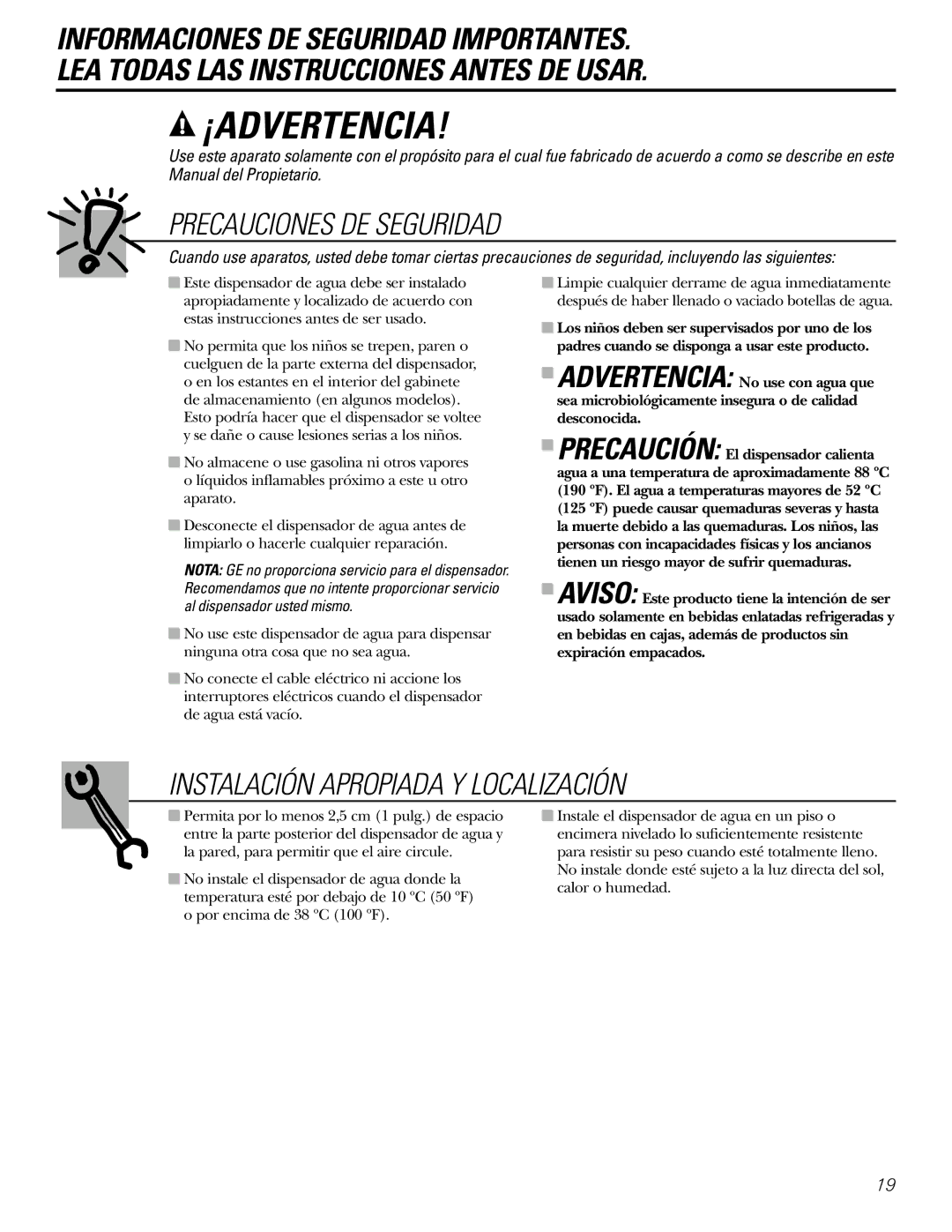 GE GXCF20E, GXCF20FBB owner manual Precauciones DE Seguridad, Instalación Apropiada Y Localización 