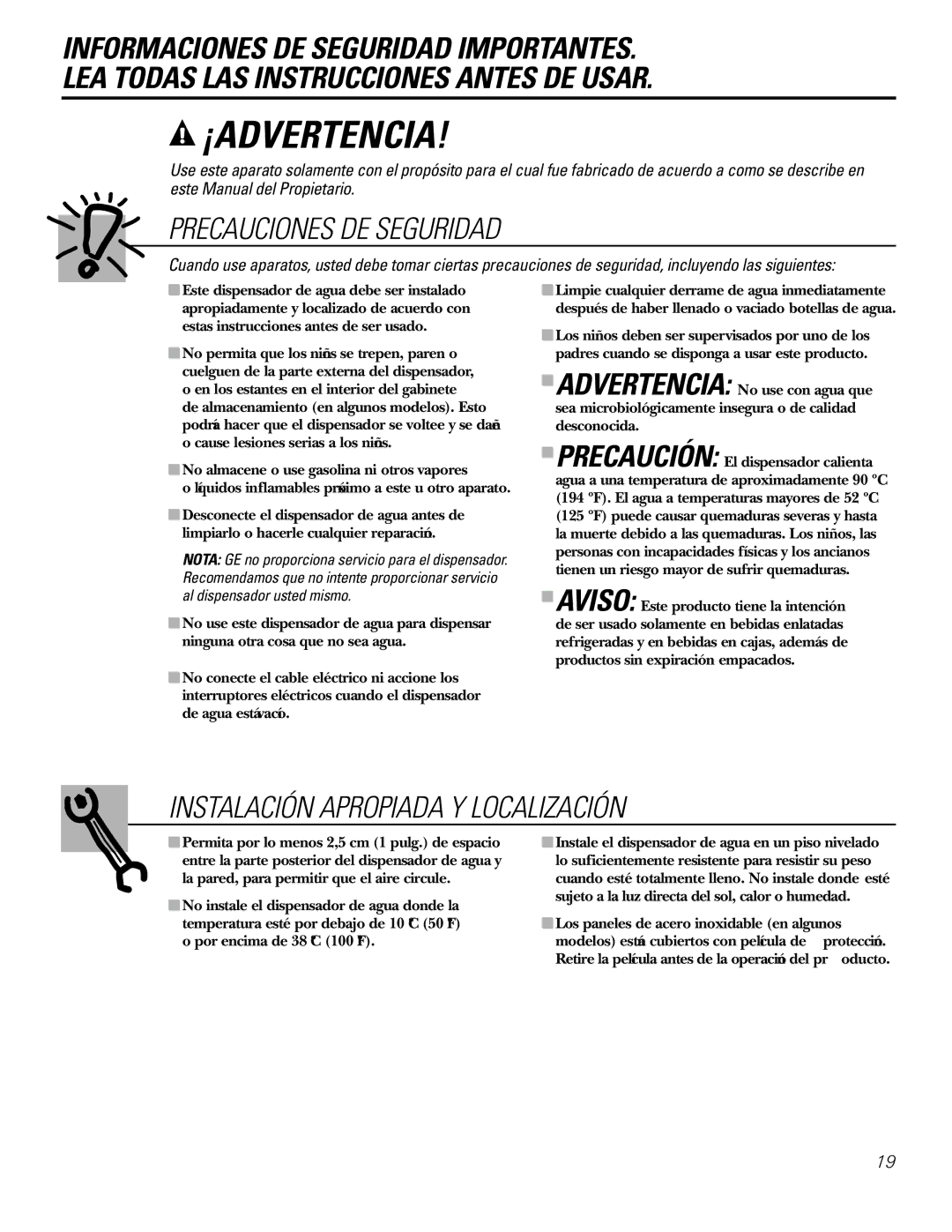 GE PXCF22RBS, GXCF25FBS owner manual Precauciones DE Seguridad, Instalación Apropiada Y Localización 