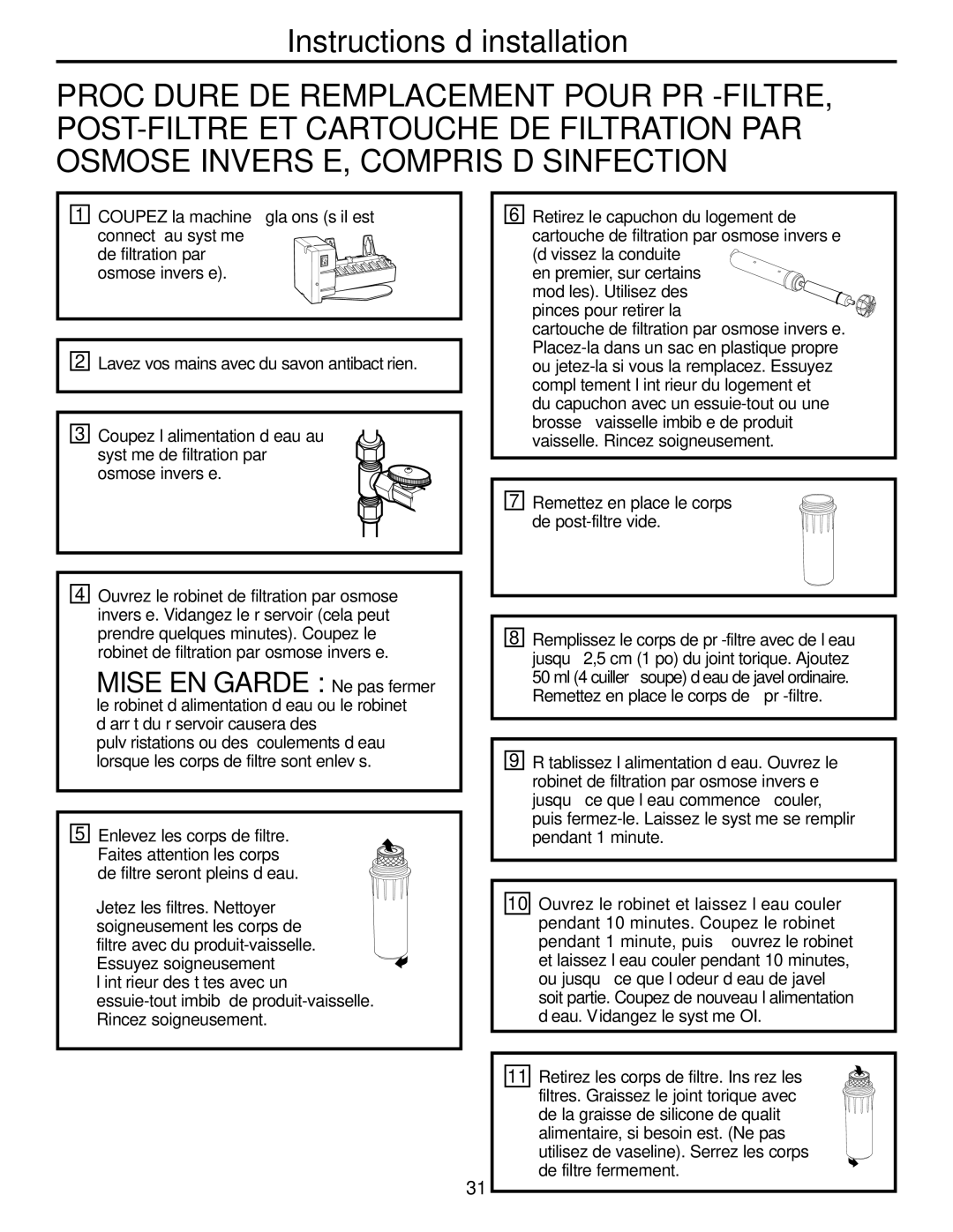 GE GXRM10G owner manual Mise EN Garde Ne pas fermer 