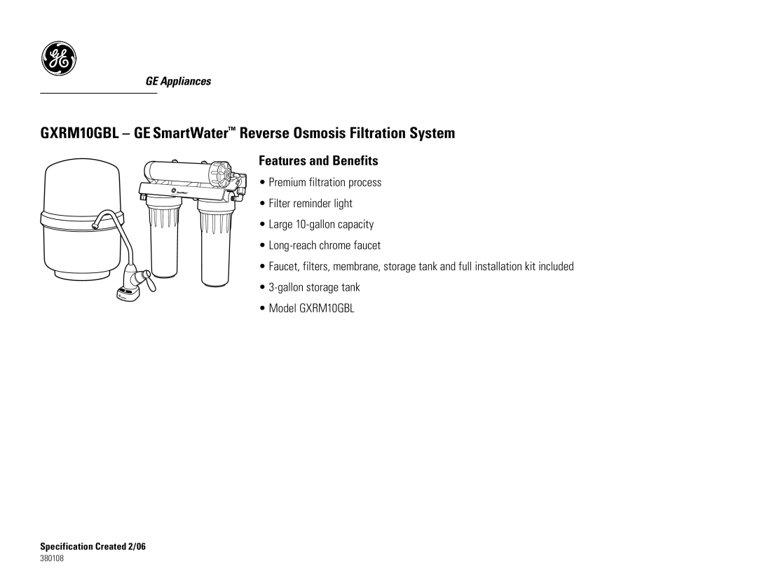 GE GXRM10GBL installation instructions Features and Benefits 