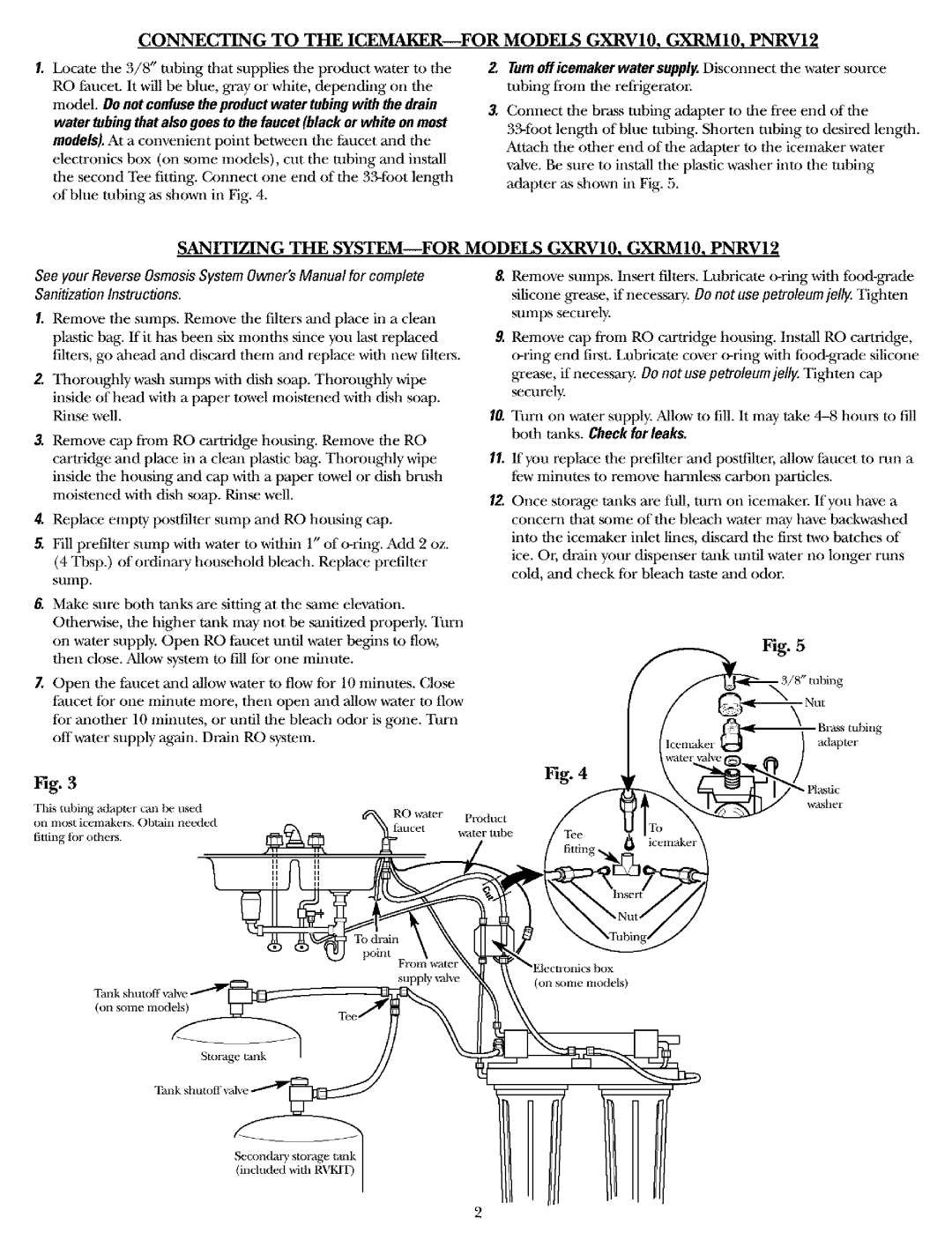 GE PNRV18, PNRQ15, PNRQ20 installation instructions Connecting to the Icemaker, Formodels GXRV10, GXRM10, PNRV12, Titting ,,1 