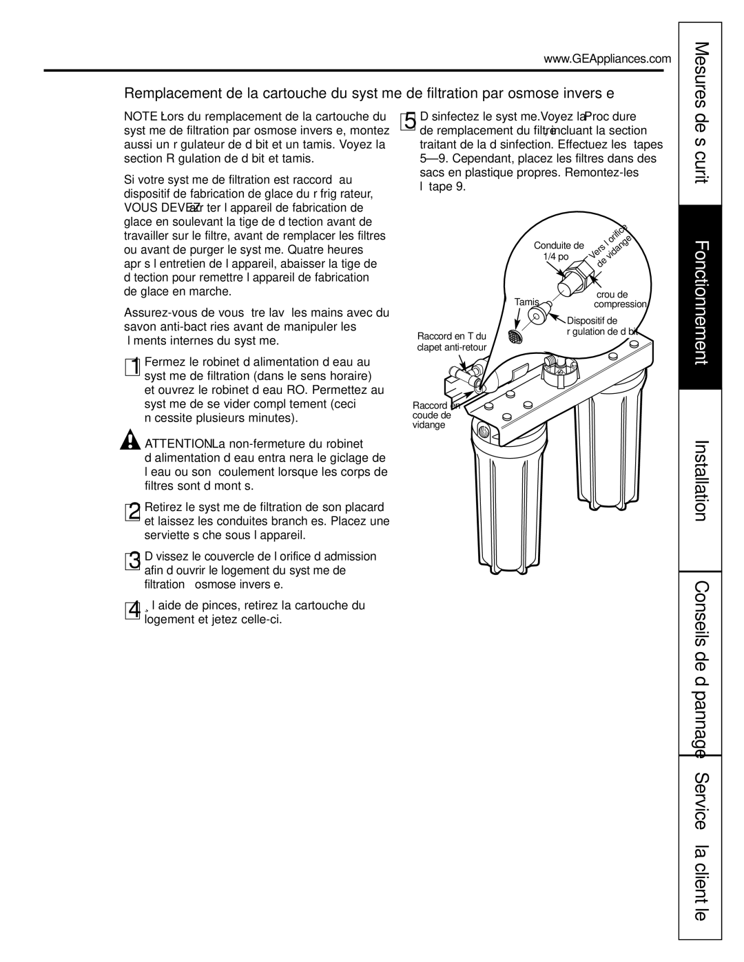 GE GXRV10ABL01 owner manual Mesures, Conseils de dépannage Service à la clientèle 