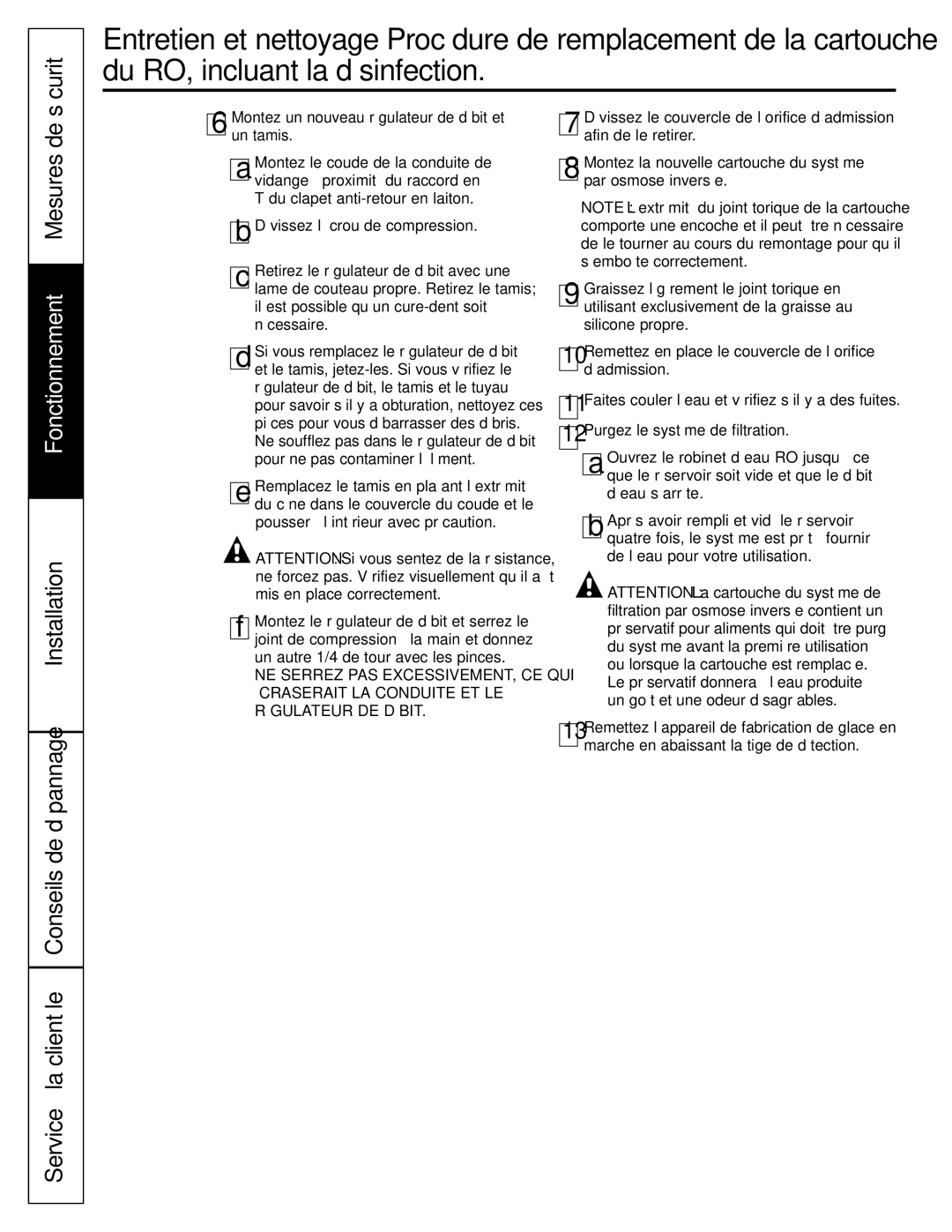 GE GXRV10ABL01 owner manual Sécurité 