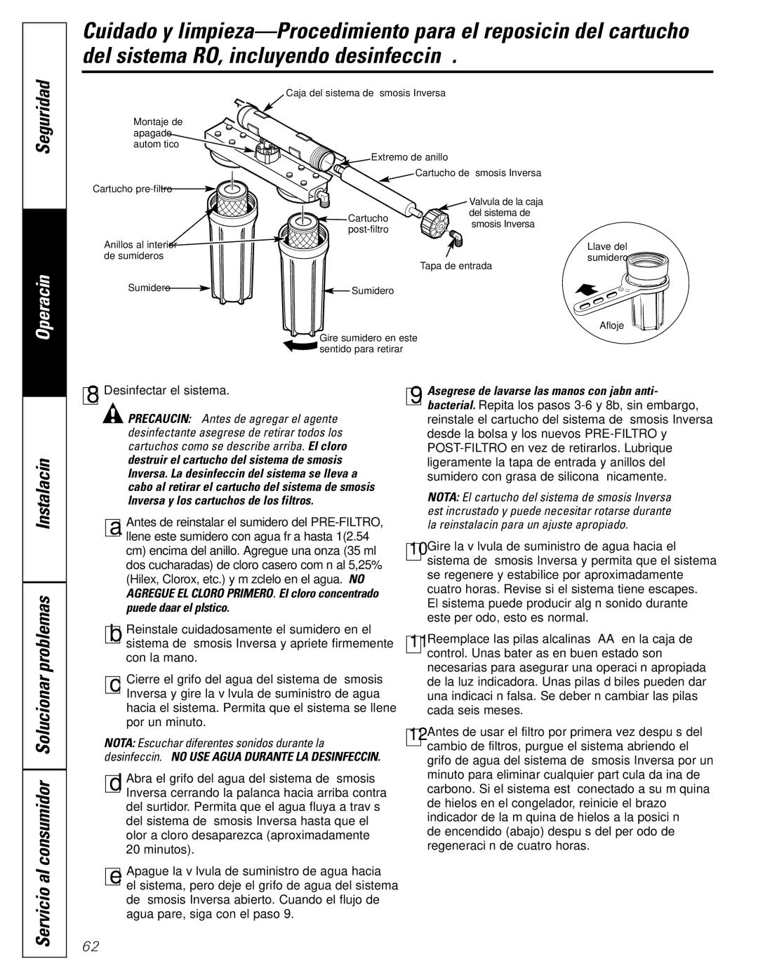 GE GXRV10ABL01 owner manual Puede dañar el plástico, Nota Escuchará diferentes sonidos durante la 