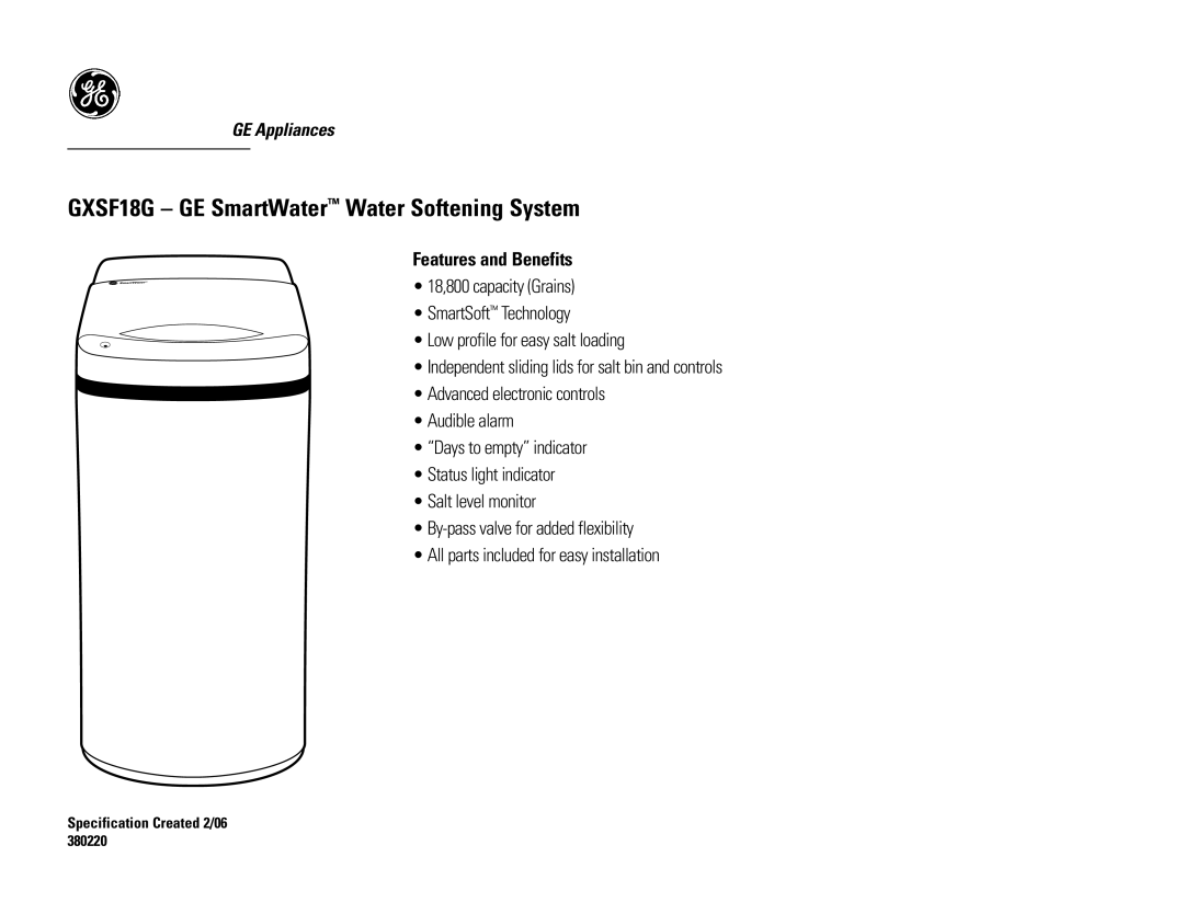 GE GXSF18G installation instructions Features and Benefits 