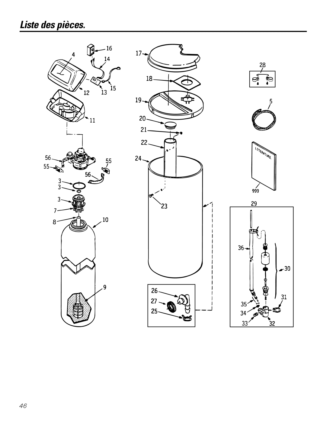 GE GXSF27B GNSF35Z GXSF39B installation instructions Liste des pièces 