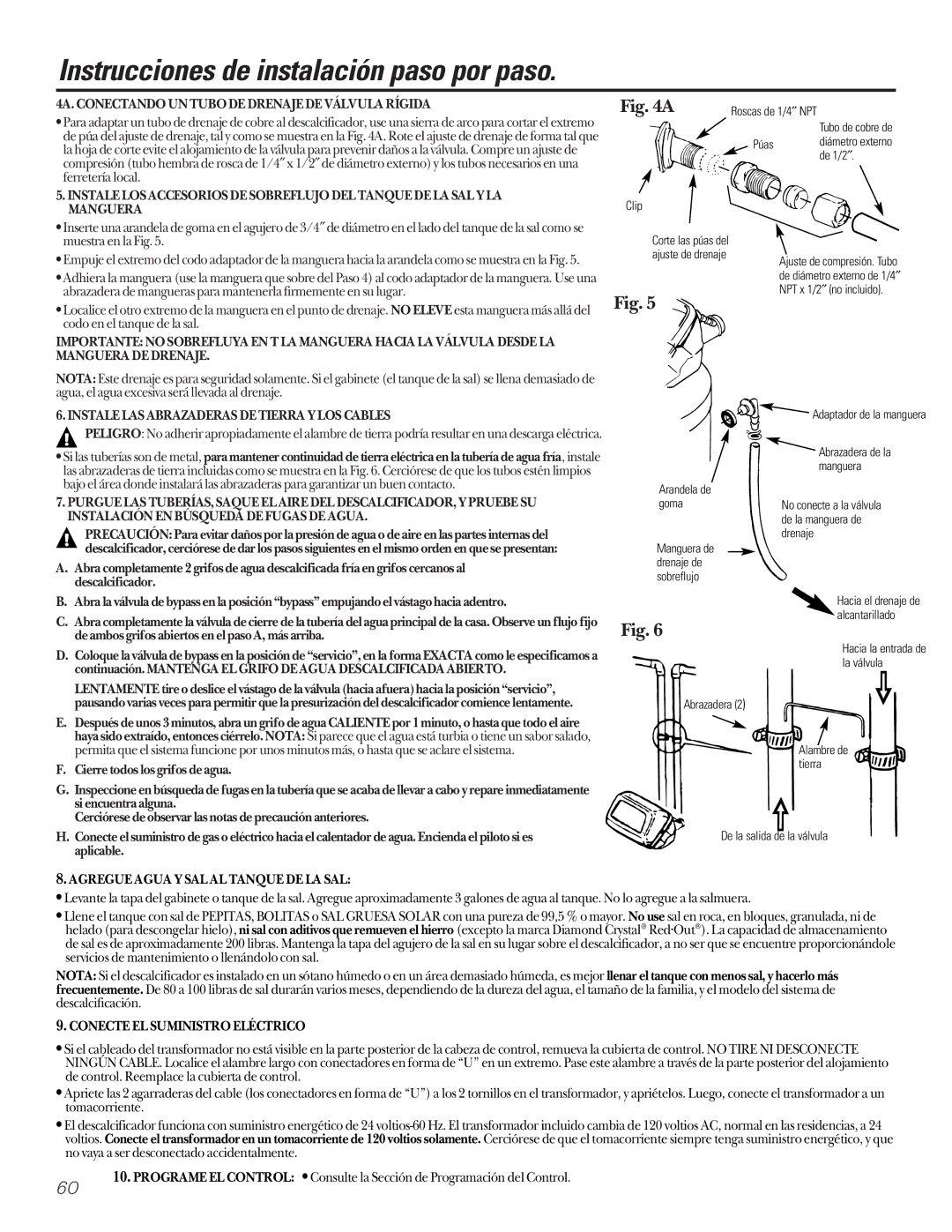 GE GXSF27B GNSF35Z GXSF39B installation instructions 4A. Conectando UN Tubo DE Drenaje DE Válvula Rígida 