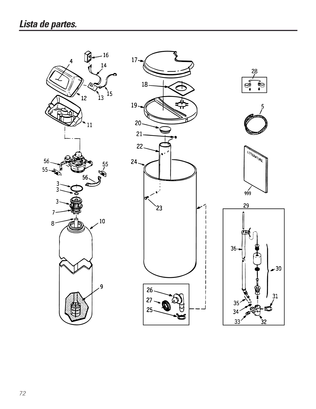 GE GXSF27B GNSF35Z GXSF39B installation instructions Lista de partes 