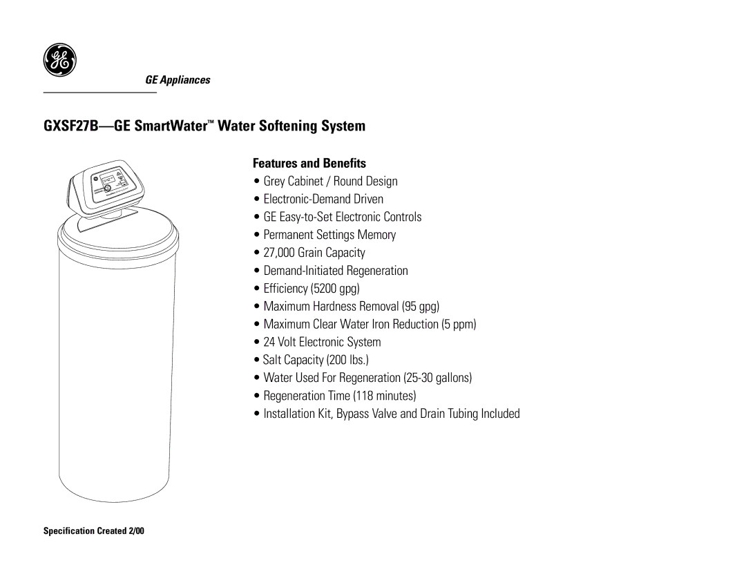 GE GXSF27B warranty Features and Benefits 