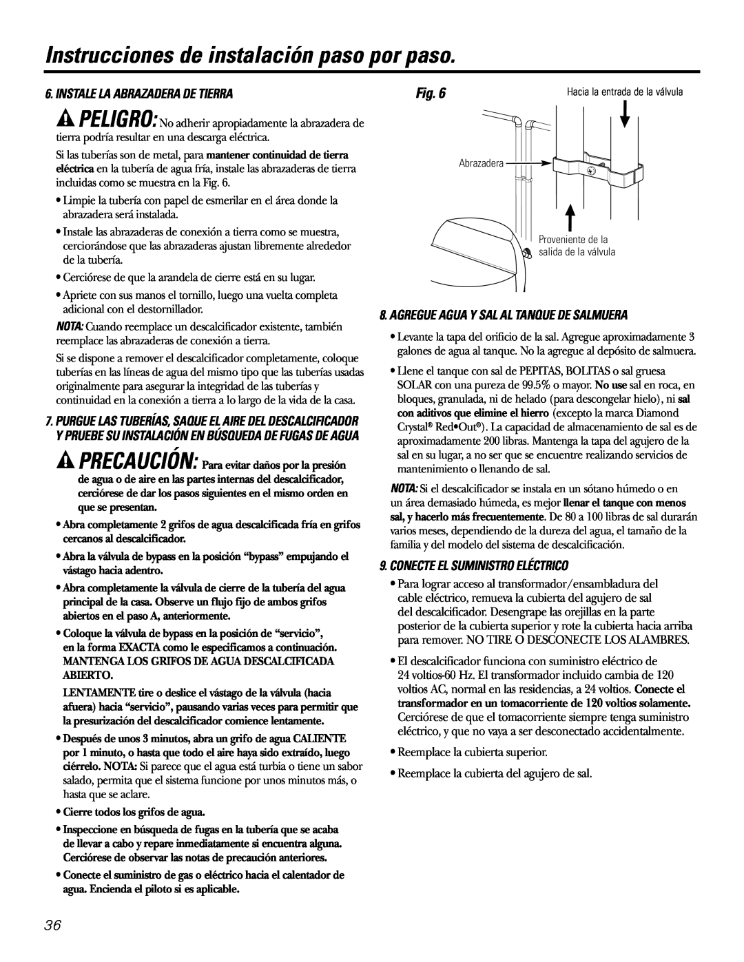 GE GXSF27E Instrucciones de instalación paso por paso, Instale La Abrazadera De Tierra, Conecte El Suministro Eléctrico 