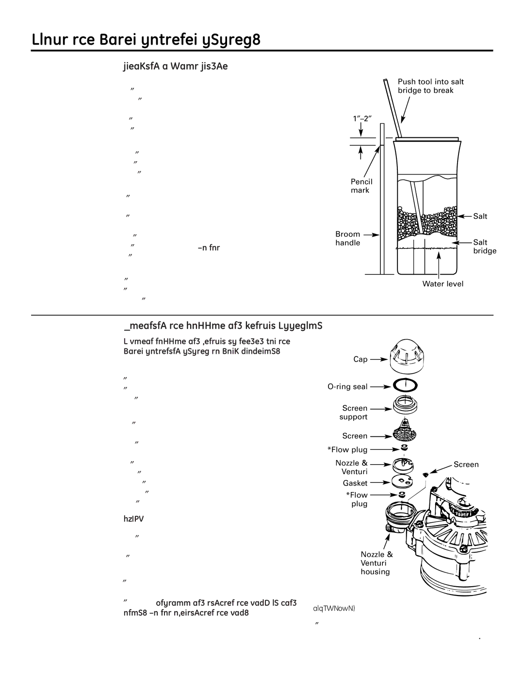 GE GXSF30H installation instructions Breaking a Salt Bridge, Cleaning the Nozzle and Venturi Assembly 