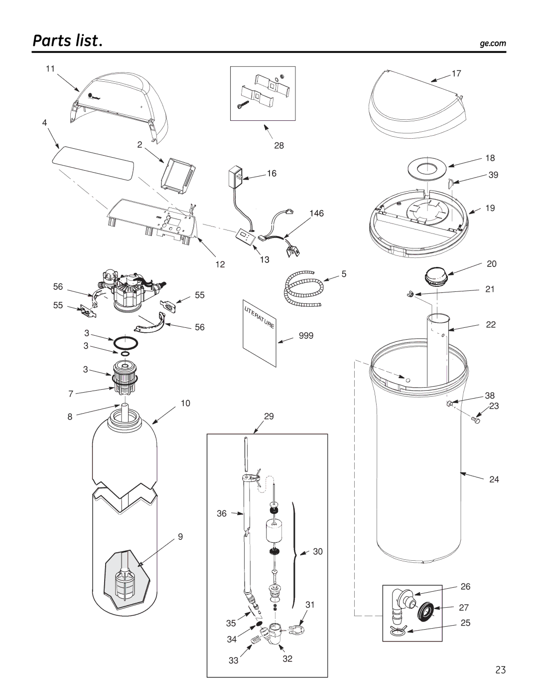 GE GXSF30H installation instructions Parts list 