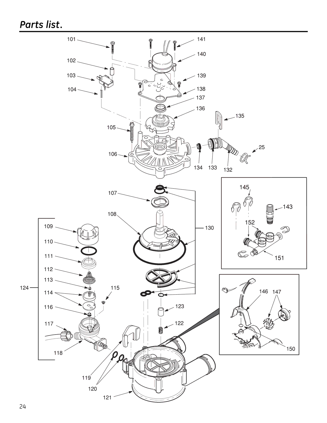 GE GXSF30H installation instructions Parts list 