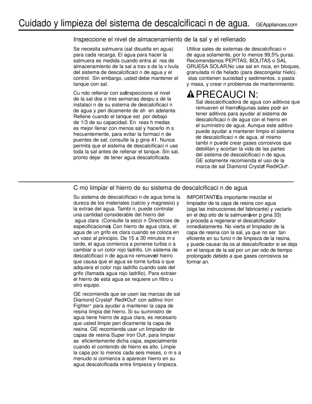 GE GXSF31E installation instructions Precaución 