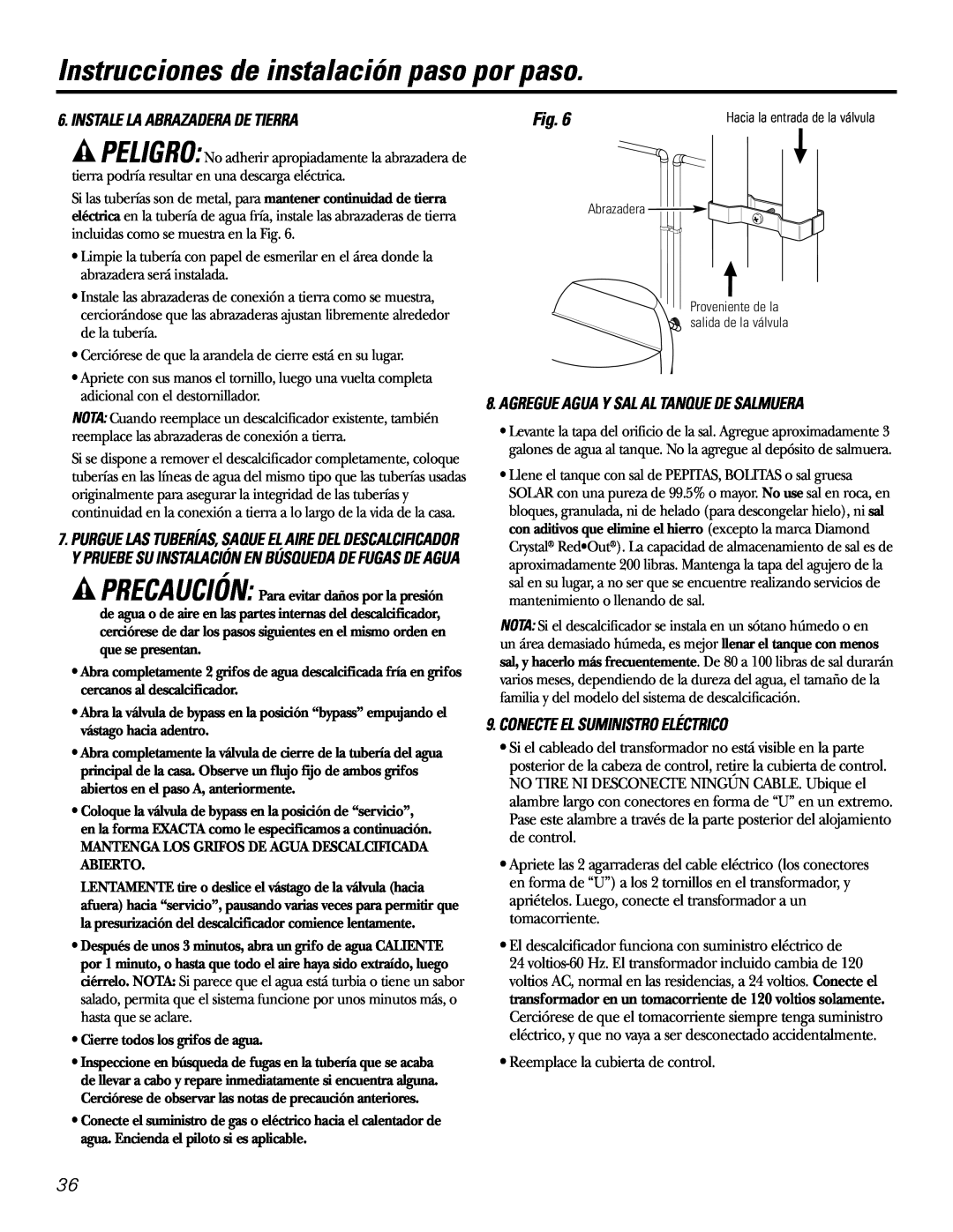 GE GXSF31E Instrucciones de instalación paso por paso, Instale La Abrazadera De Tierra, Conecte El Suministro Eléctrico 