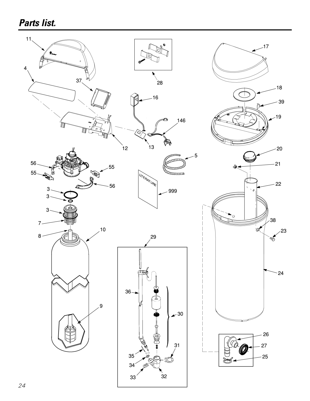 GE GXSF35E, GXSF39E installation instructions Parts list 