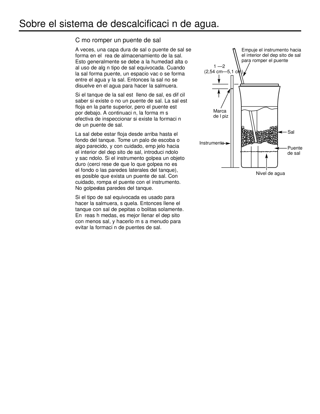 GE GXSF35E, GXSF39E installation instructions Cómo romper un puente de sal 