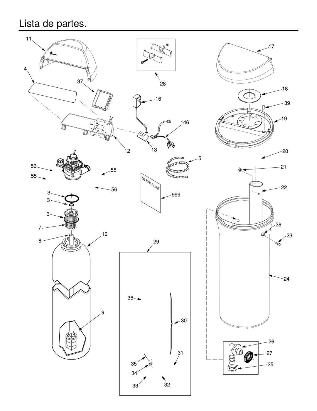 GE GXSF35E, GXSF39E installation instructions Lista de partes 