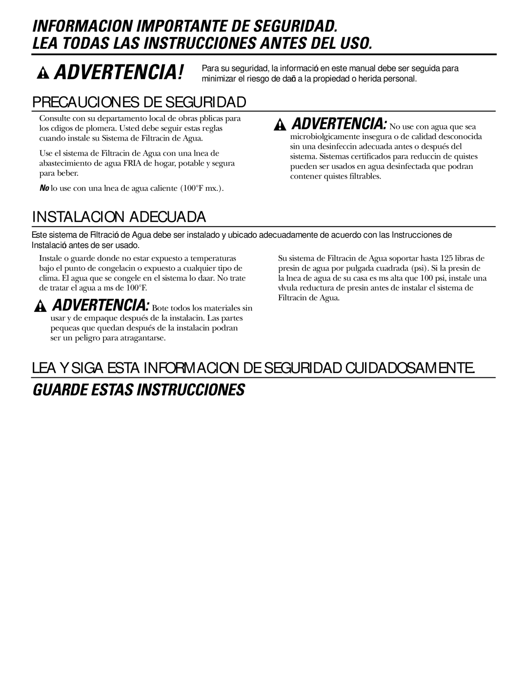 GE GXSL03C, GXSV10C installation instructions Guarde Estas Instrucciones 