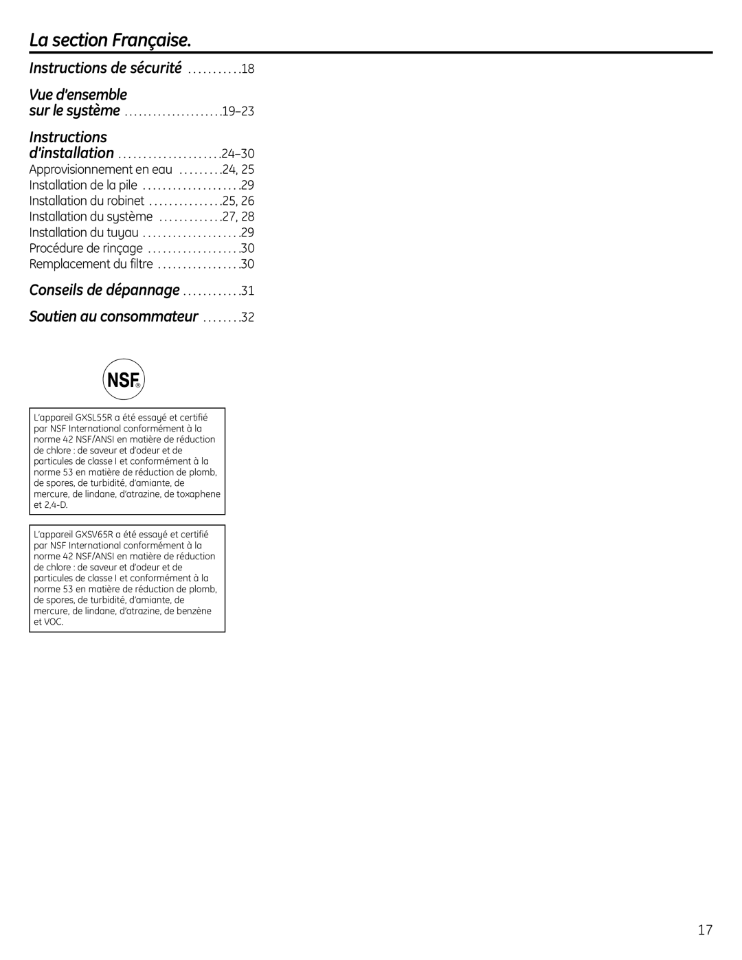 GE GXSV65R, GXSL55R owner manual Surlesystème, Conseils de dépannage 