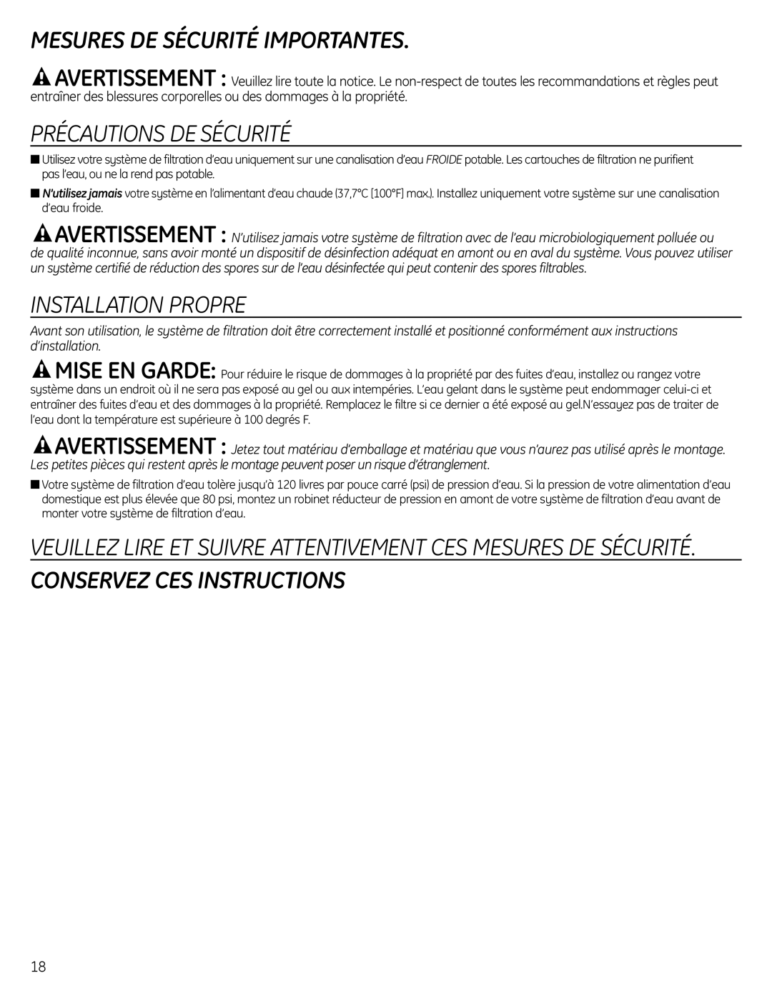 GE GXSL55R, GXSV65R owner manual Mesures DE Sécurité Importantes 