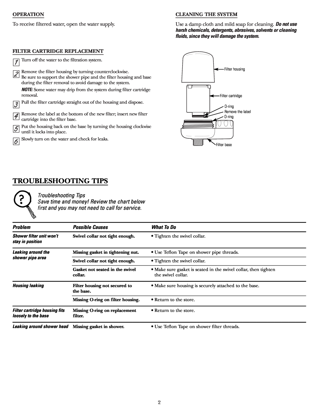 GE GXSM01HWW Troubleshooting Tips, Operation, To receive filtered water, open the water supply, Cleaning The System 