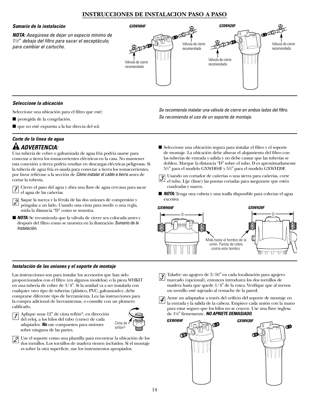 GE GXWH20F, GXWH04F Instrucciones DE Instalacion Paso a Paso, Sumario de la instalación, Seleccione la ubicación 