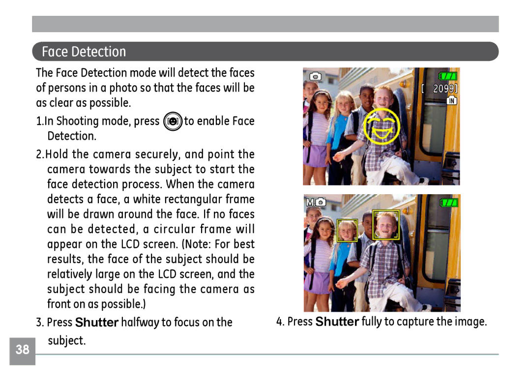 GE H855 manual Face Detection 