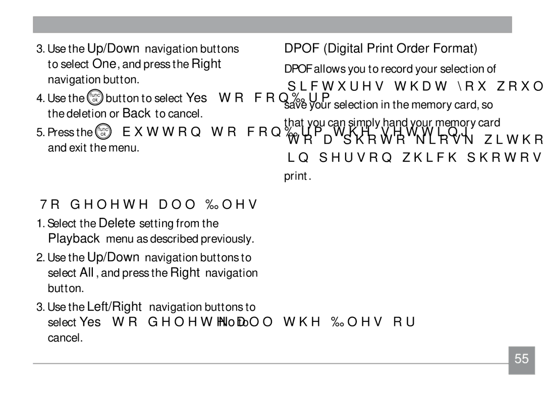 GE H855 manual Dpof Digital Print Order Format 