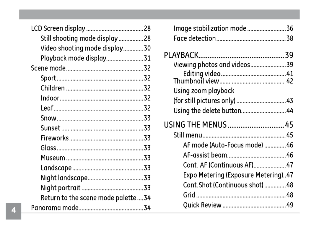 GE H855 manual Using zoom playback, Expo Metering Exposure Metering 