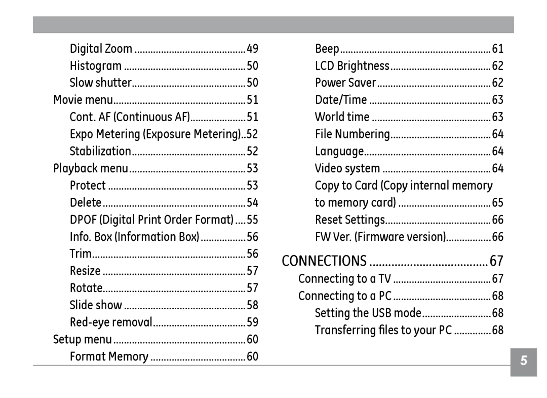 GE H855 manual Copy to Card Copy internal memory, Dpof Digital Print Order Format 