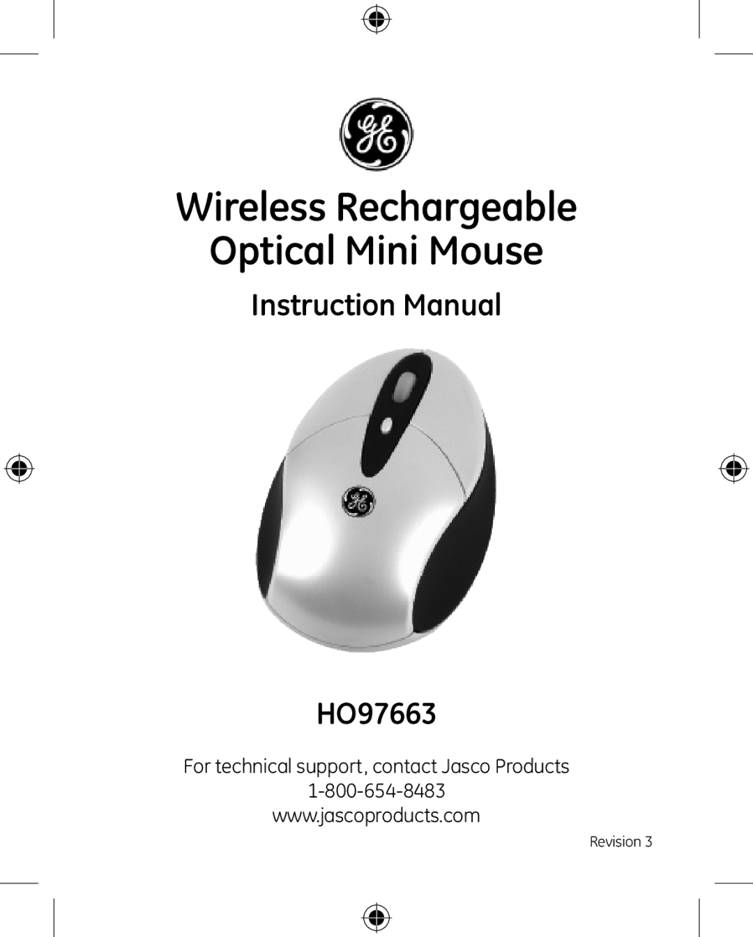 GE HO97663 instruction manual Wireless Rechargeable Optical Mini Mouse 