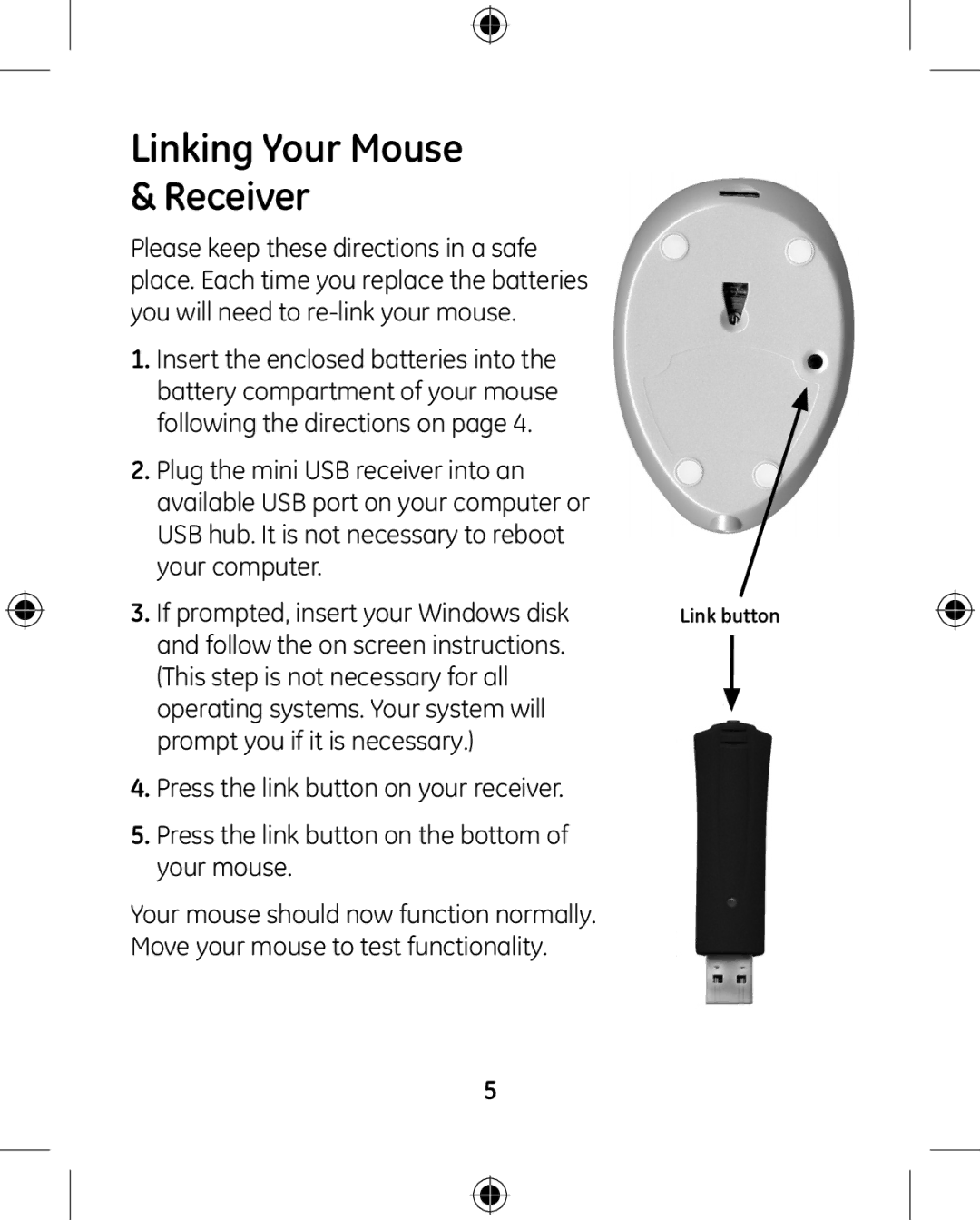 GE HO97663 instruction manual Linking Your Mouse Receiver 