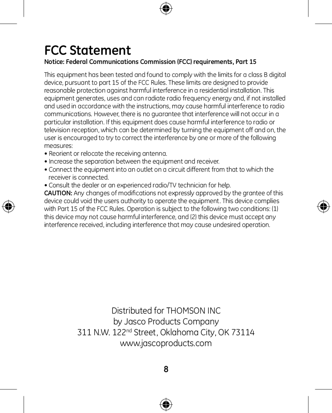 GE HO97663 instruction manual FCC Statement 
