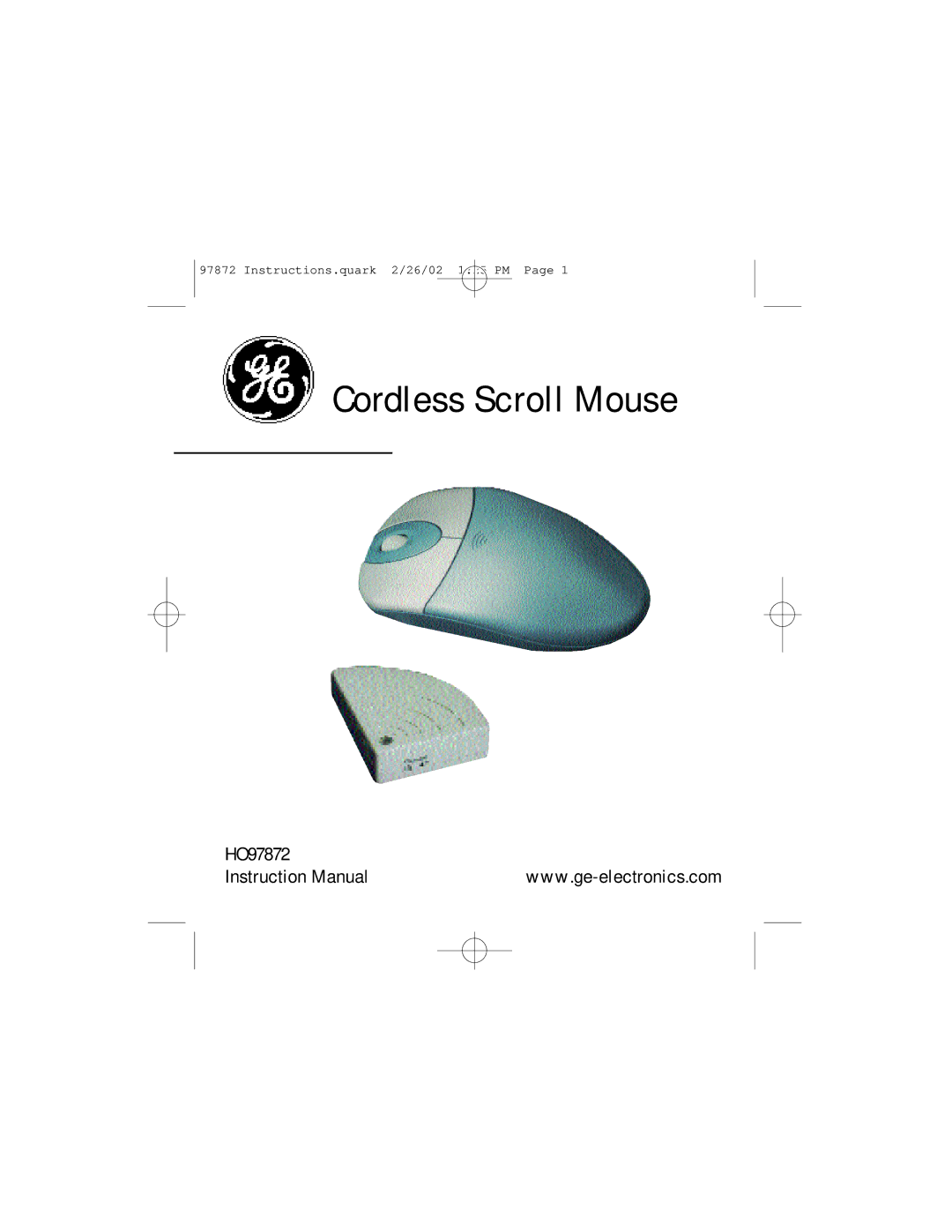 GE HO97872 instruction manual Cordless Scroll Mouse 