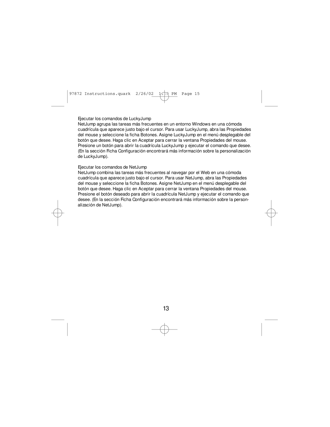 GE HO97872 instruction manual Ejecutar los comandos de LuckyJump, Ejecutar los comandos de NetJump 