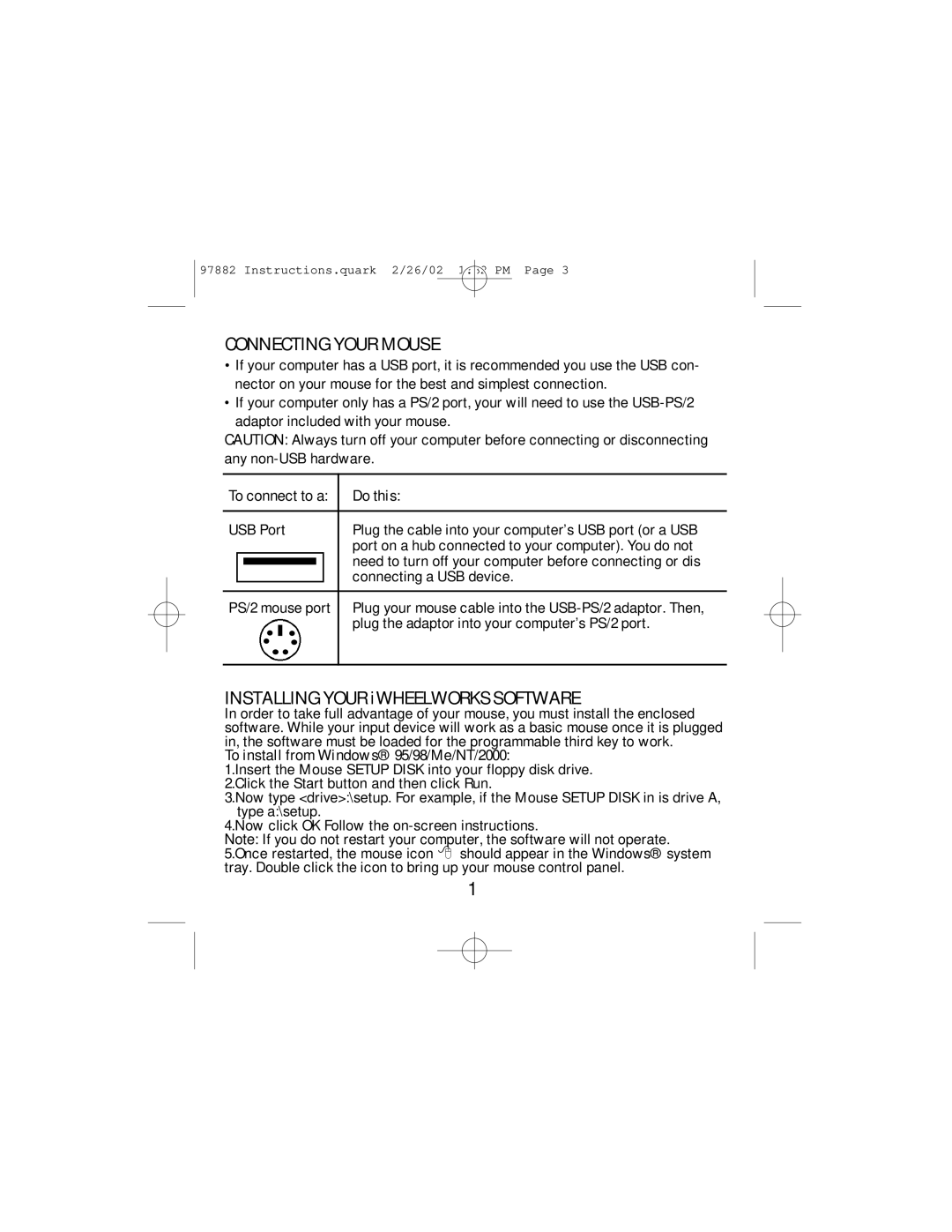 GE HO97882 instruction manual Connecting Your Mouse, Do this 