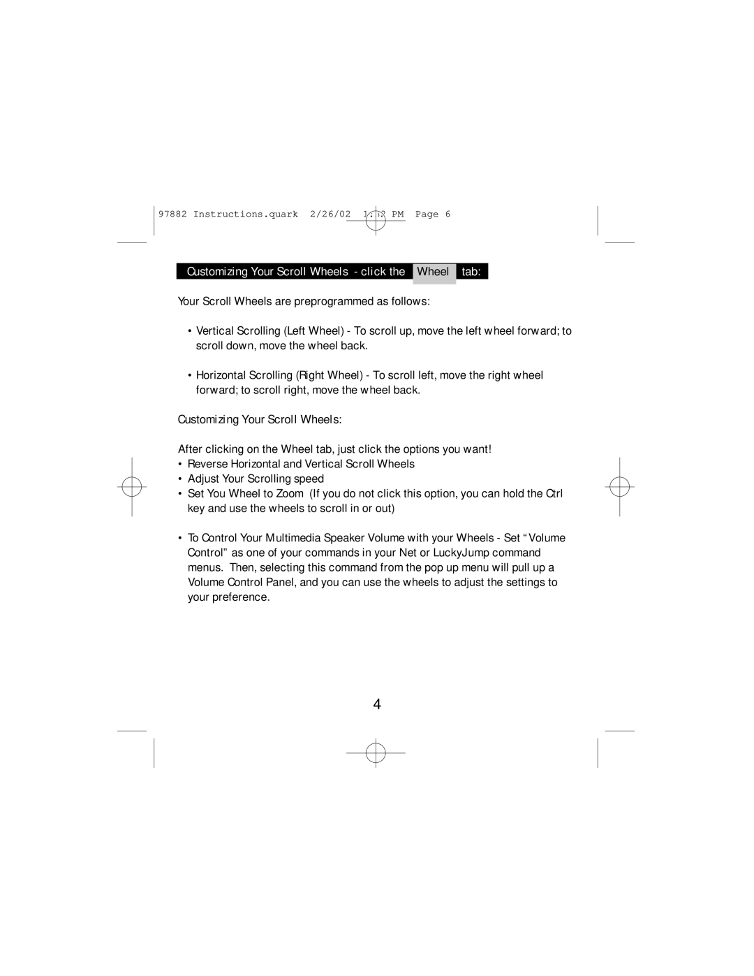 GE HO97882 instruction manual Customizing Your Scroll Wheels click the Wheel tab 