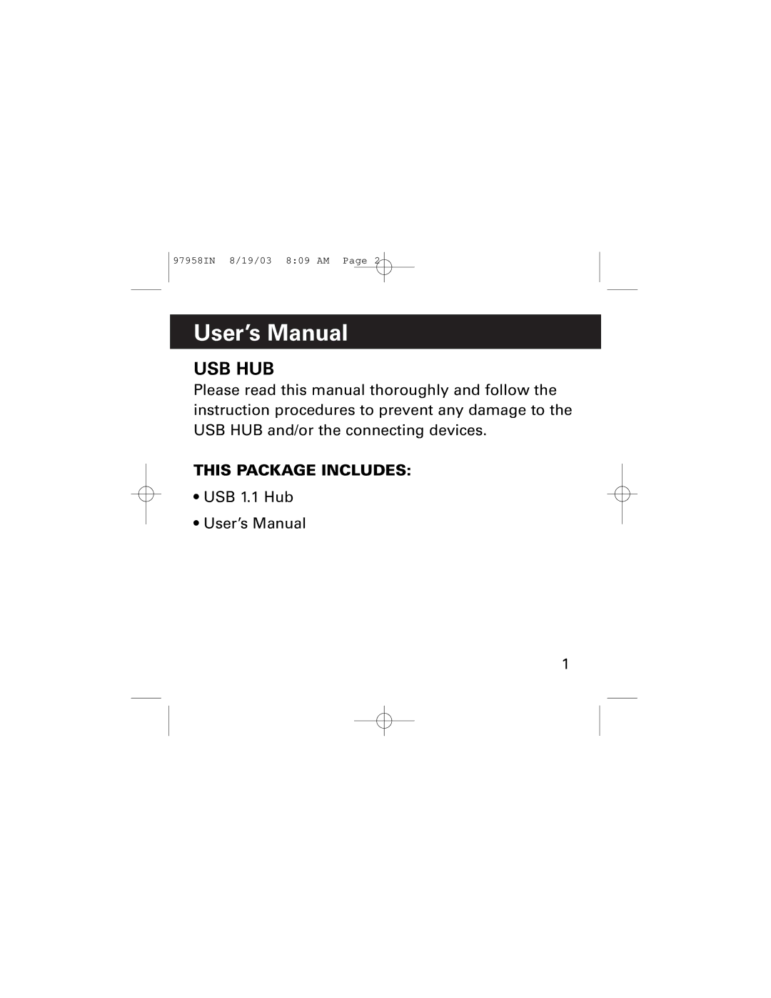 GE HO97958 manual User’s Manual, Usb Hub 