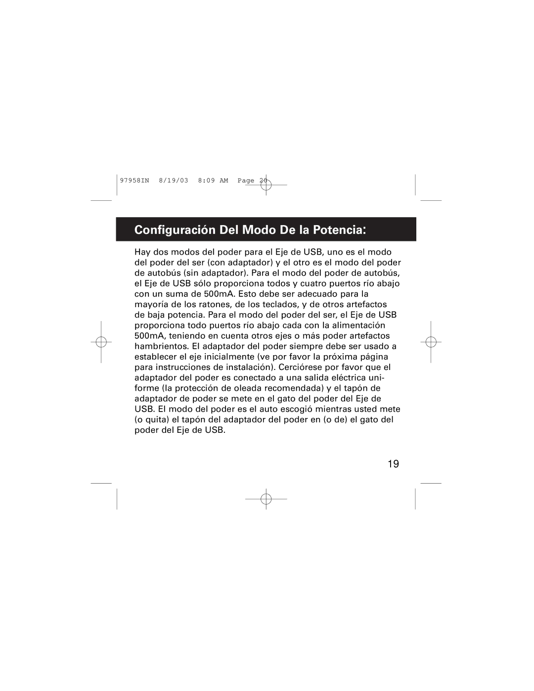 GE HO97958 manual Configuración Del Modo De la Potencia 