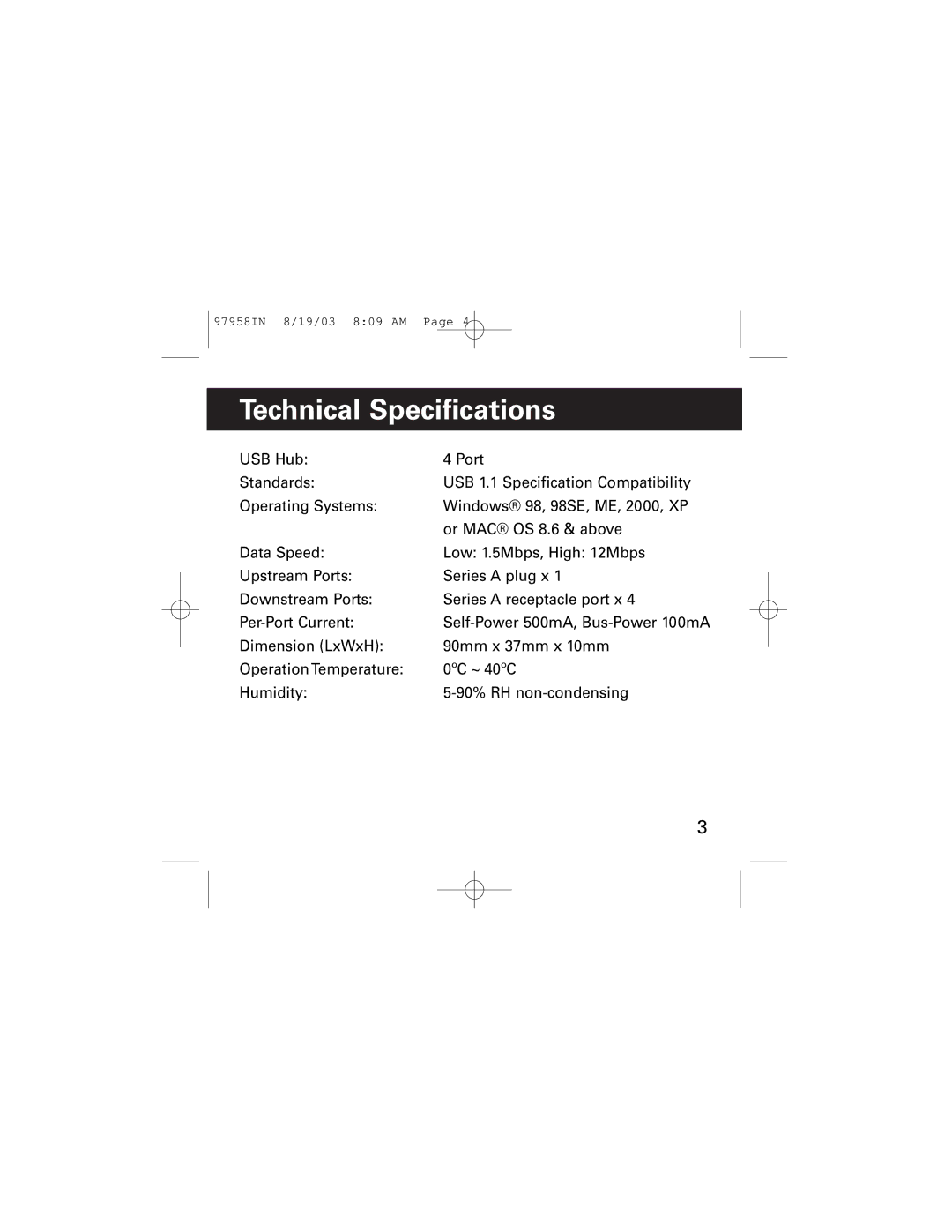 GE HO97958 manual Technical Specifications 