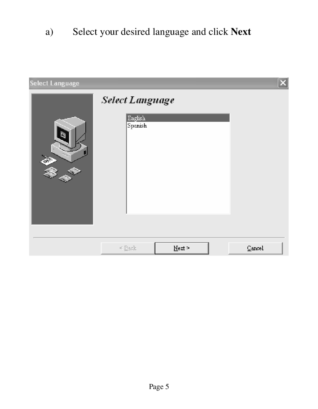 GE HO98535 instruction manual Select your desired language and click Next 