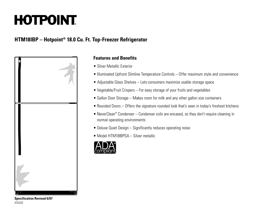 GE HTM18IBPSA dimensions Features and Benefits 