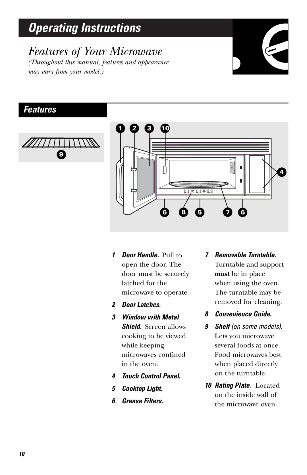 GE JNM1541, HVM1540, JVM1540 owner manual Features of Your Microwave, Convenience Guide 