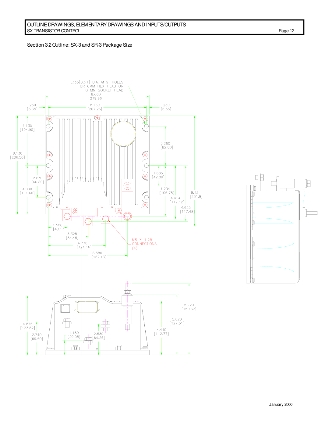 GE IC3645SP4U400N3, IC3645SR4U404N2 operation manual Outline SX-3 and SR-3 Package Size 