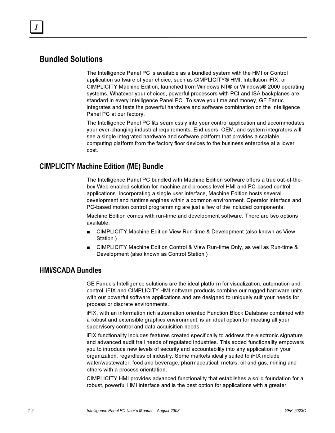 GE BC5008, IC5002, BC5005, IC5005, IC5008, BC5002 user manual Bundled Solutions, Cimplicity Machine Edition ME Bundle 