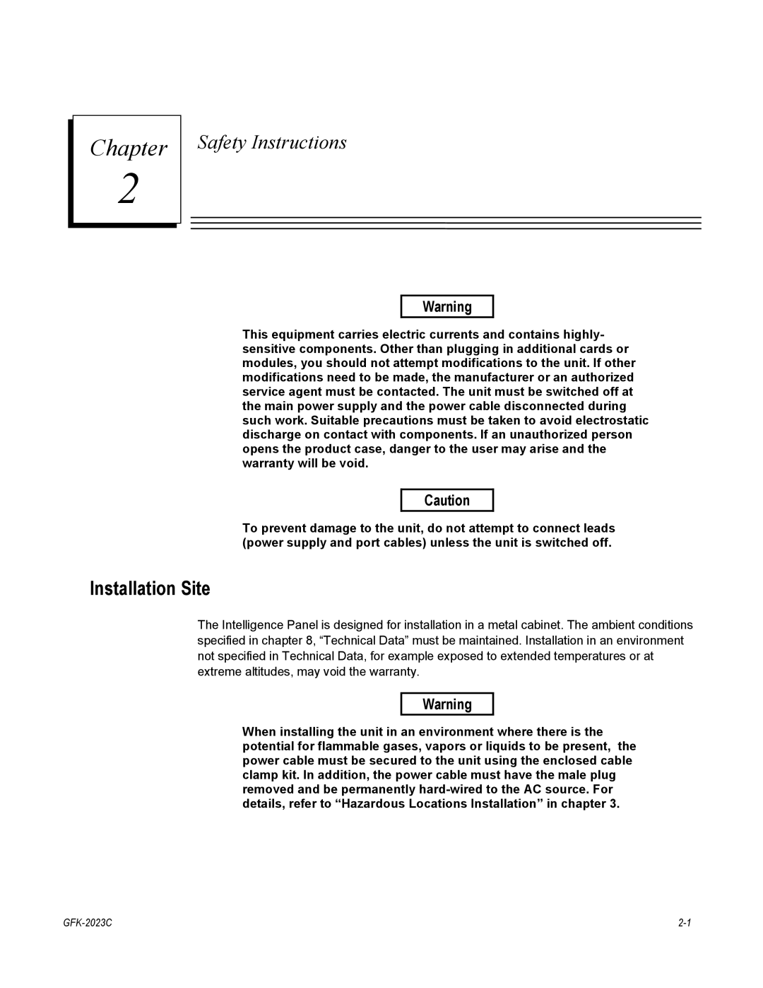 GE IC5005, IC5002, BC5005, IC5008, BC5008, BC5002 user manual Safety Instructions, Installation Site 